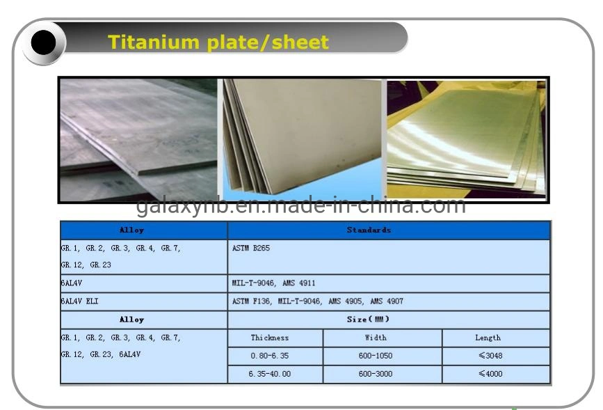 Non-Ferrous High-Accuracy ASTM F67 Gr4 Heat Exchanger Sheet Titanium Plate for Medical